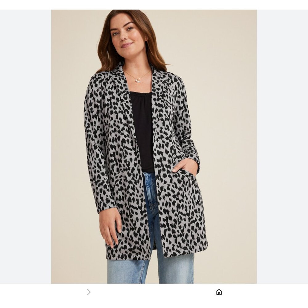 Maurices Animal Printer Open Front Cardigan XL Longline Blazer - Picture 8 of 8